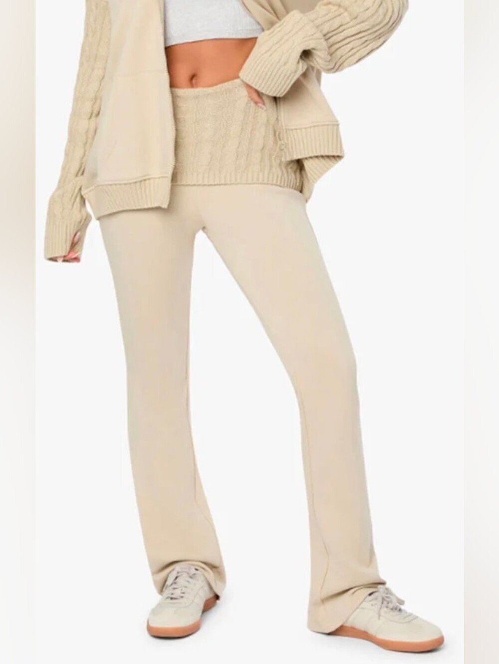 WeWoreWhat Cable Knit Fold Over Pants - Picture 2 of 5